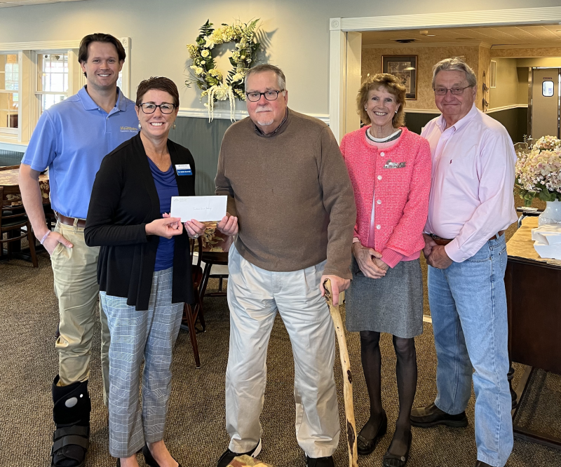 Delaware Technical Community College check presentation attendees shown are (l-r) Zach Evans; Dr. Bobbi Barends, Owens Campus vice president and campus director; Southern Sussex Rotary Club President-elect Woody Davis; Linda Forte; and Steve Cropper. SUBMITTED PHOTO